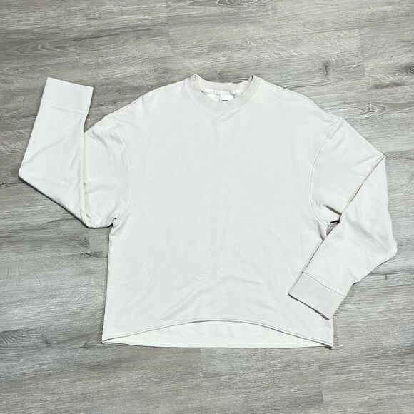 Nike Yoga Luxe Fleece Crew Long Sleeve Top Women’s Sz S Modal Tan Oversized - Picture 5 of 14